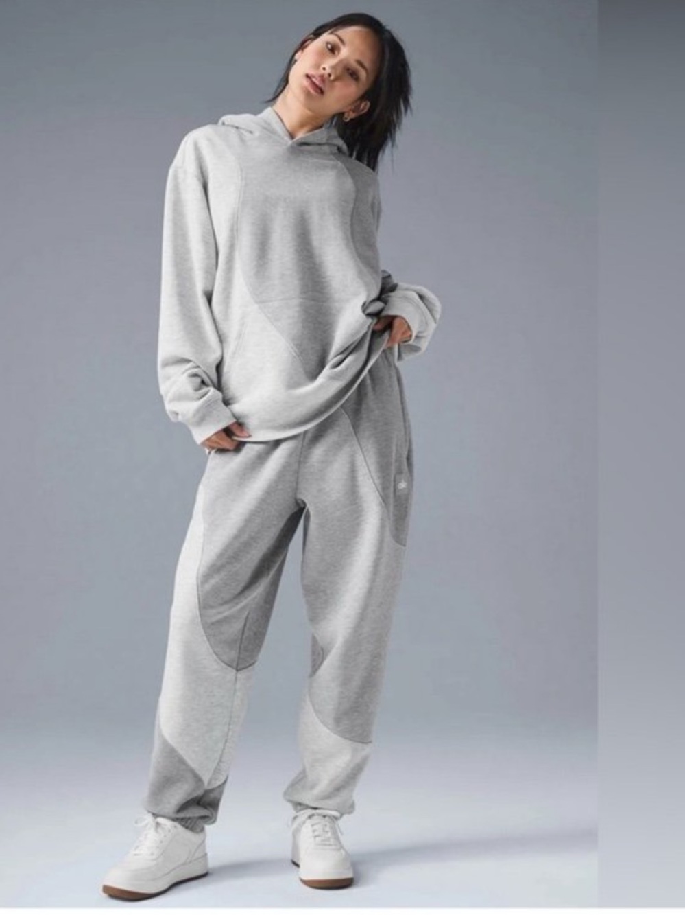 *ENTIRE SET* ALO Yoga Make Waves set heather grey Hoodie & Sweatpants XXS unisex